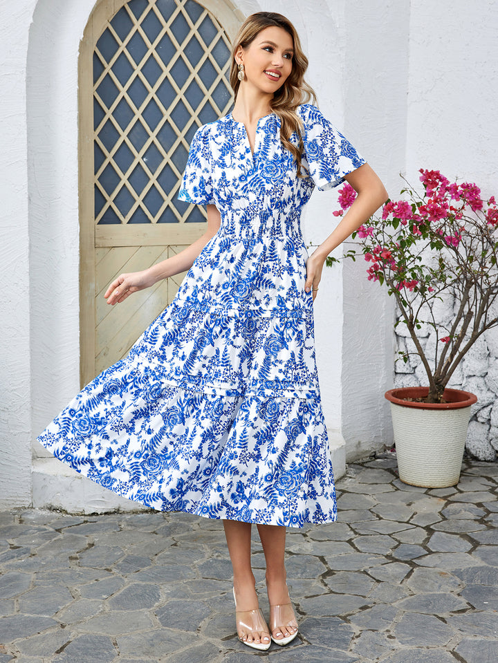 DARAAVE Print Short-sleeved Midi Dress