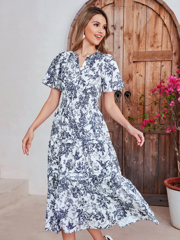 DARAAVE Print Short-sleeved Midi Dress