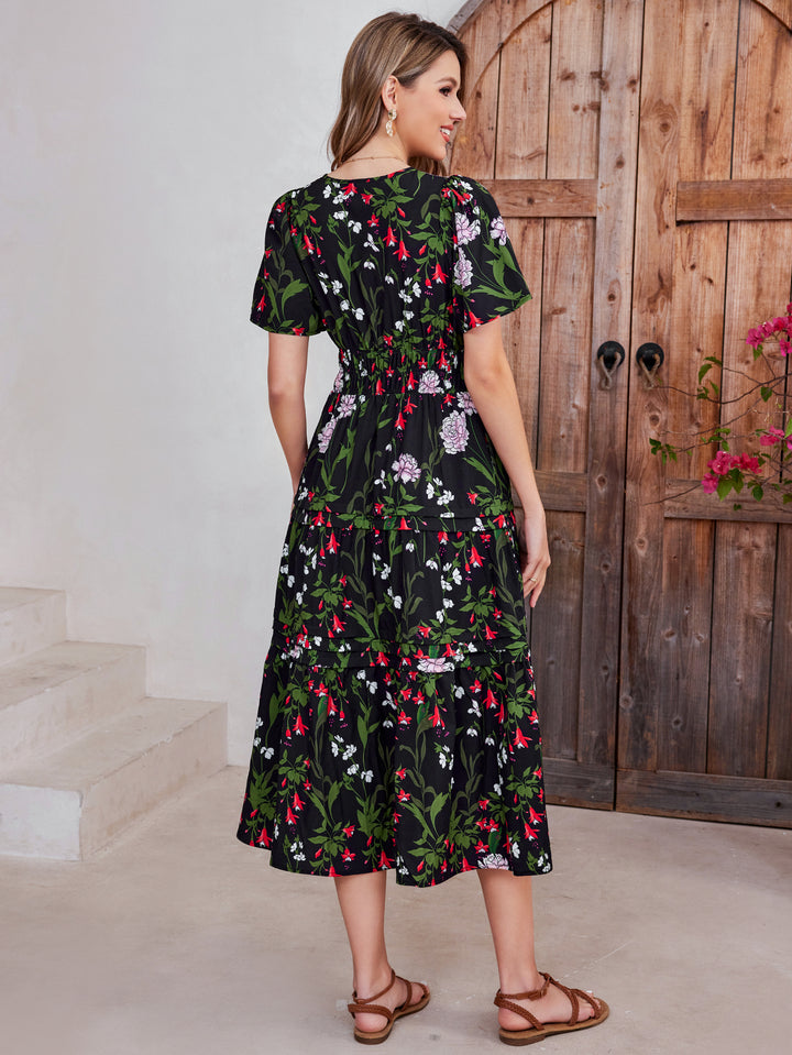 DARAAVE Print Short-sleeved Midi Dress