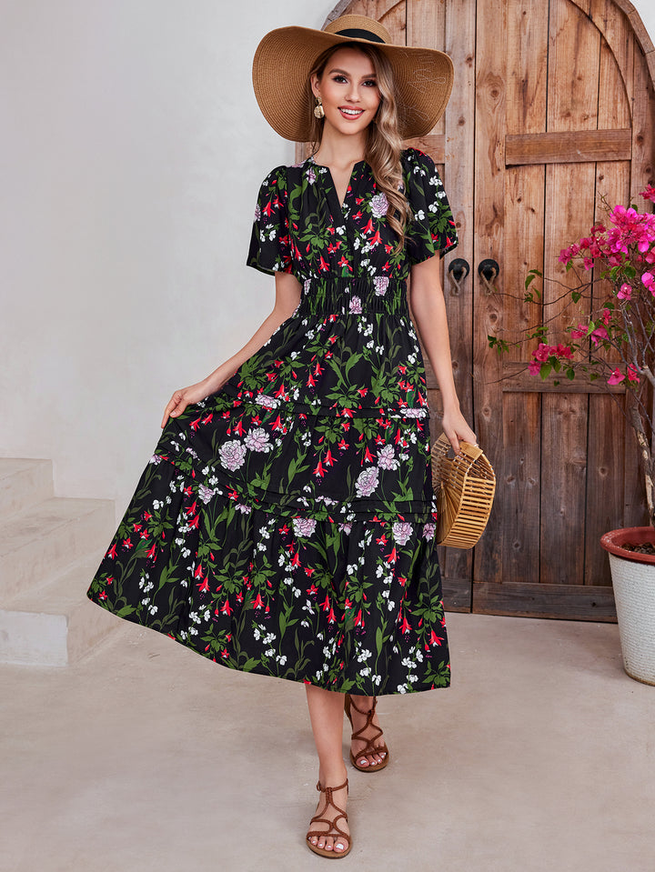 DARAAVE Print Short-sleeved Midi Dress