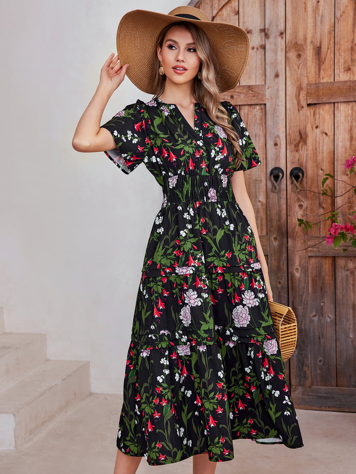 DARAAVE Print Short-sleeved Midi Dress