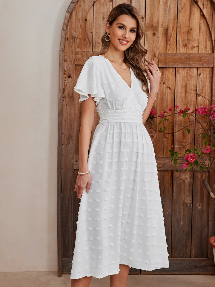 ELIALIA High Waist Slits Short Sleeve Dress