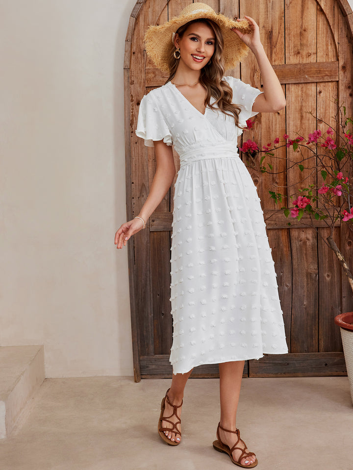 ELIALIA High Waist Slits Short Sleeve Dress