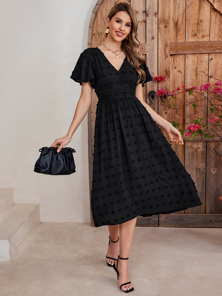 ELIALIA High Waist Slits Short Sleeve Dress