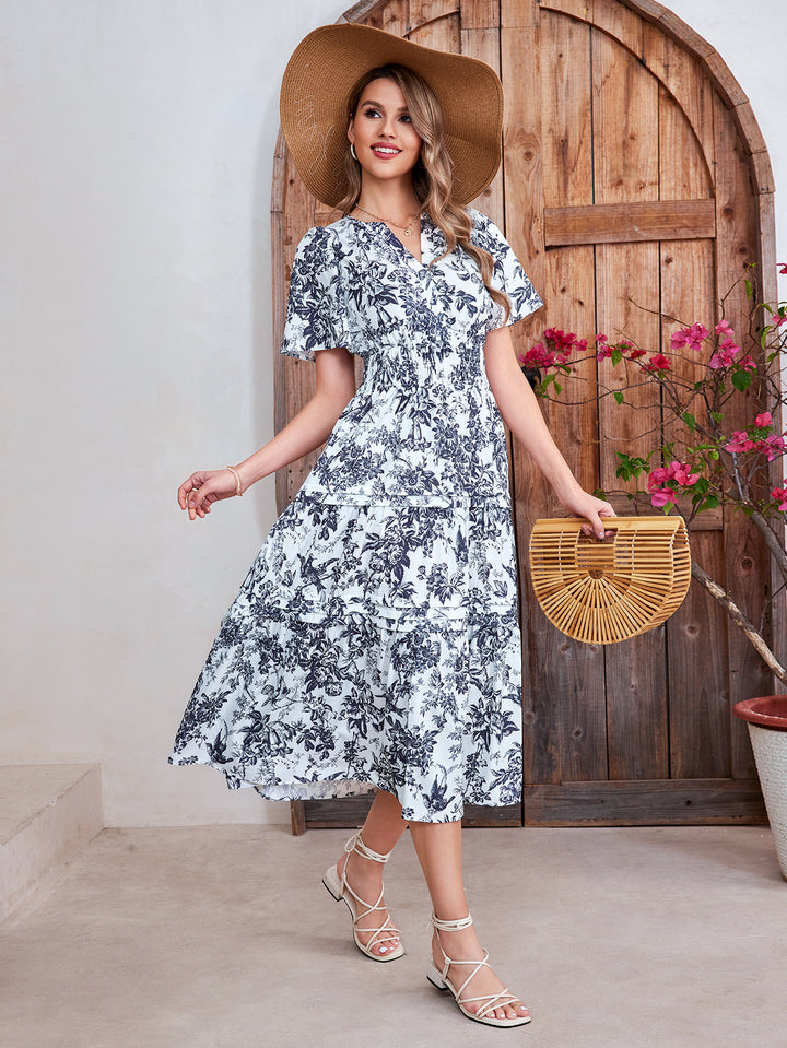 DARAAVE Print Short-sleeved Midi Dress