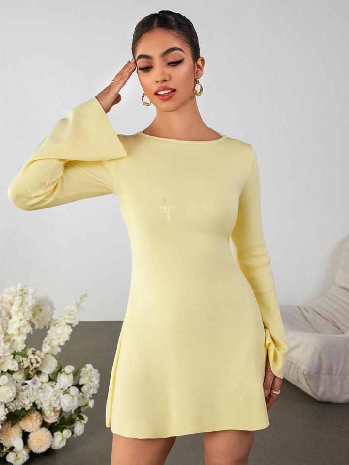 LAELIA Slim Sexy Solid Color Dress