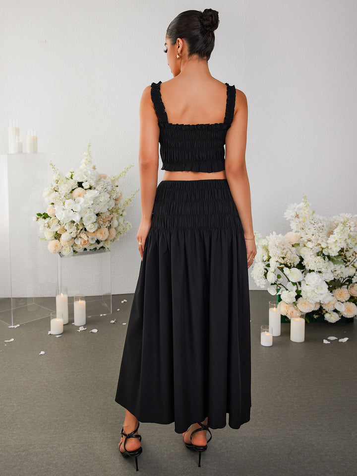 AINELA Crop Top & High-Waisted Pleated Oversized Skirt