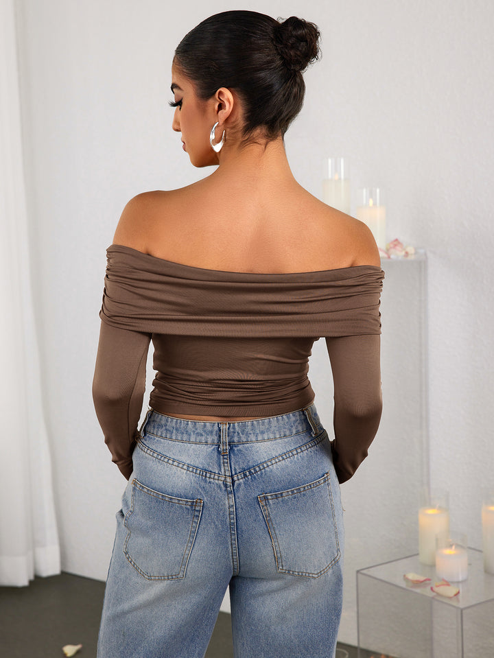 CELIALEA Fashion Solid Strapless Pullover Top