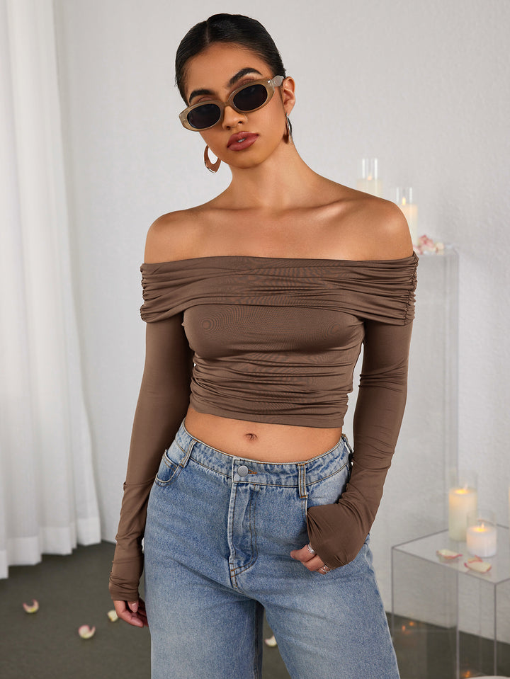 CELIALEA Fashion Solid Strapless Pullover Top