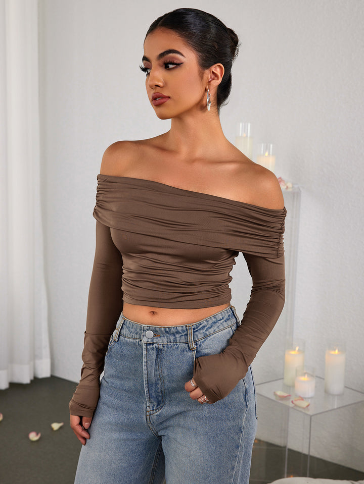 CELIALEA Fashion Solid Strapless Pullover Top