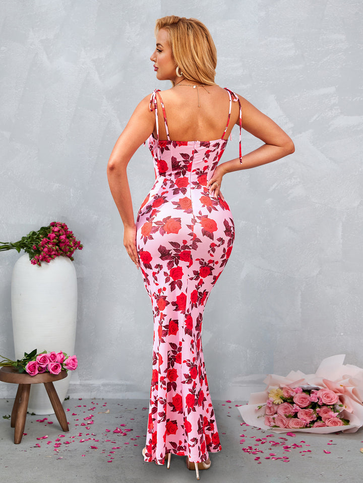 NAAVE Tight-fitting Printed Slip Maxi Dress