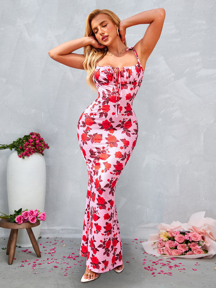 NAAVE Tight-fitting Printed Slip Maxi Dress