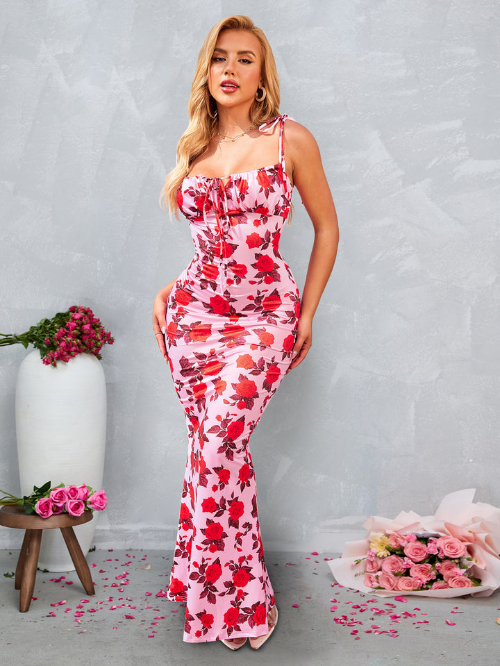 NAAVE Tight-fitting Printed Slip Maxi Dress