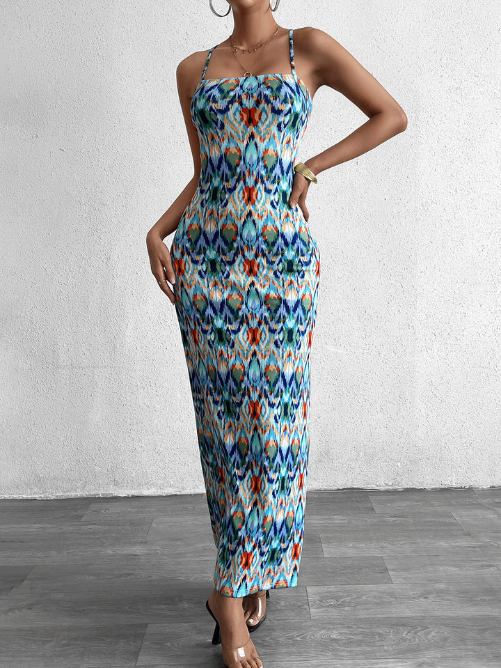 JAIVE Sexy Printed Backless Maxi Dress