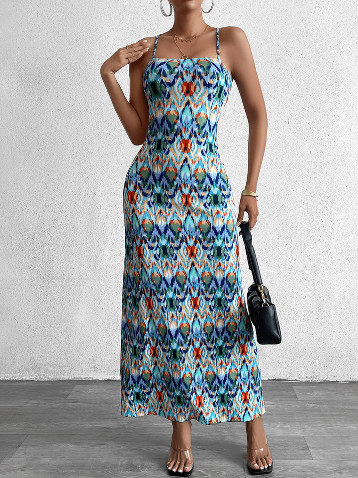 JAIVE Sexy Printed Backless Maxi Dress