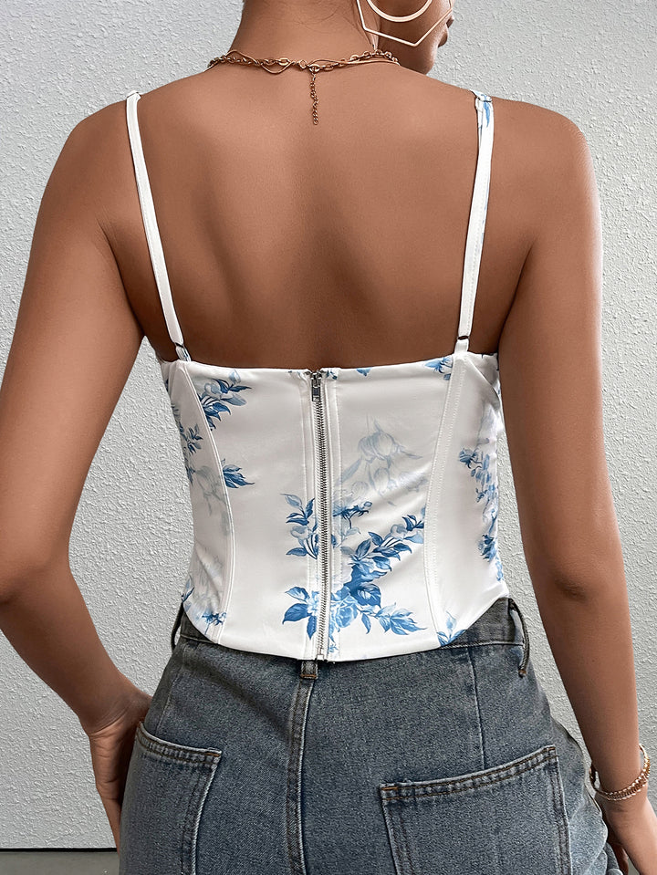 CIAAIN Sexy Sleeveless Print Crop Top