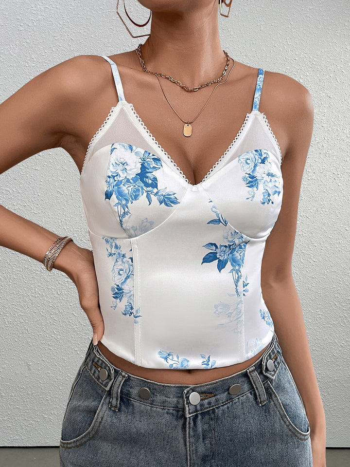 CIAAIN Sexy Sleeveless Print Crop Top