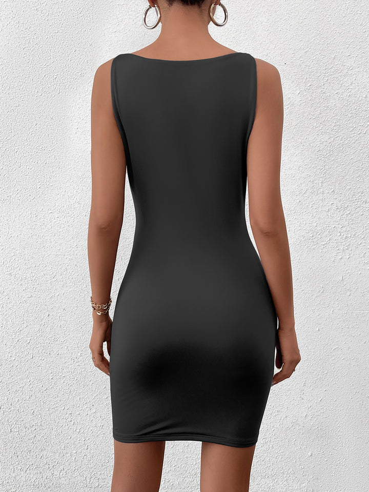 LIACELIA Sexy Solid Color Sleeveless Bodycon Dress