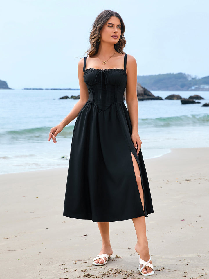 AINCY Cinched Waist Slip Midi Dress