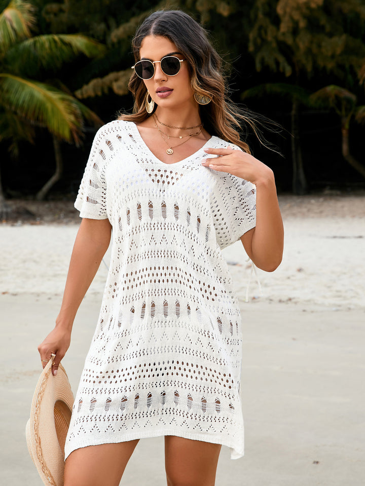 VEDARA Sexy Cut-Out Crochet Seaside Holiday Sunscreen Dress