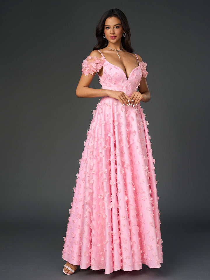 ANIA Flowers Embellished Ruched Prom Party Gowns