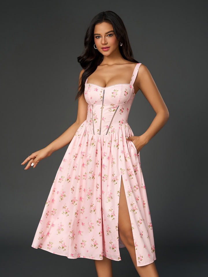 cerise pink midi dress Riviera Midi Dress in Cerise