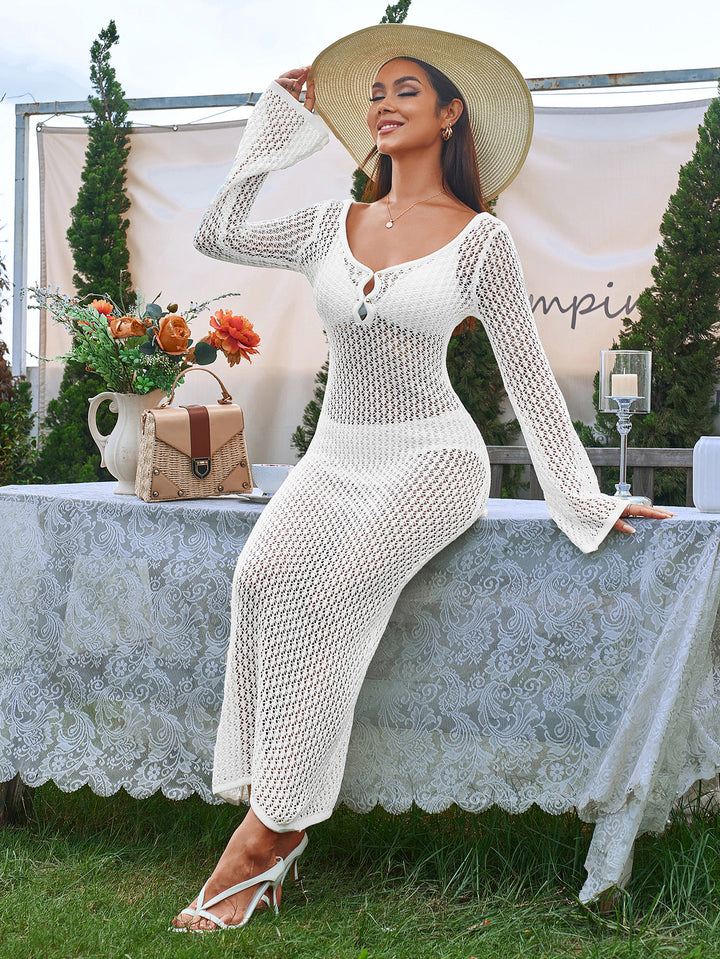 AILEEN Sexy Solid Long-Sleeved Bodycon Maxi Dress