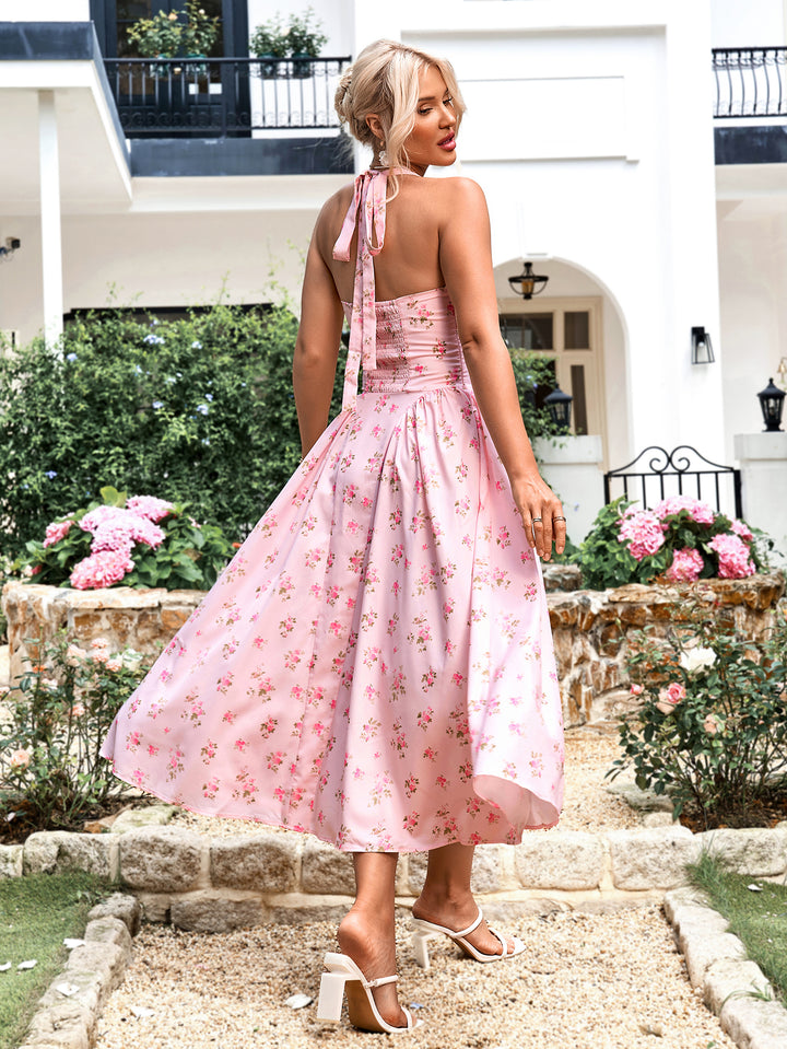 DARALEA Halter Tie Floral Smocking Dress