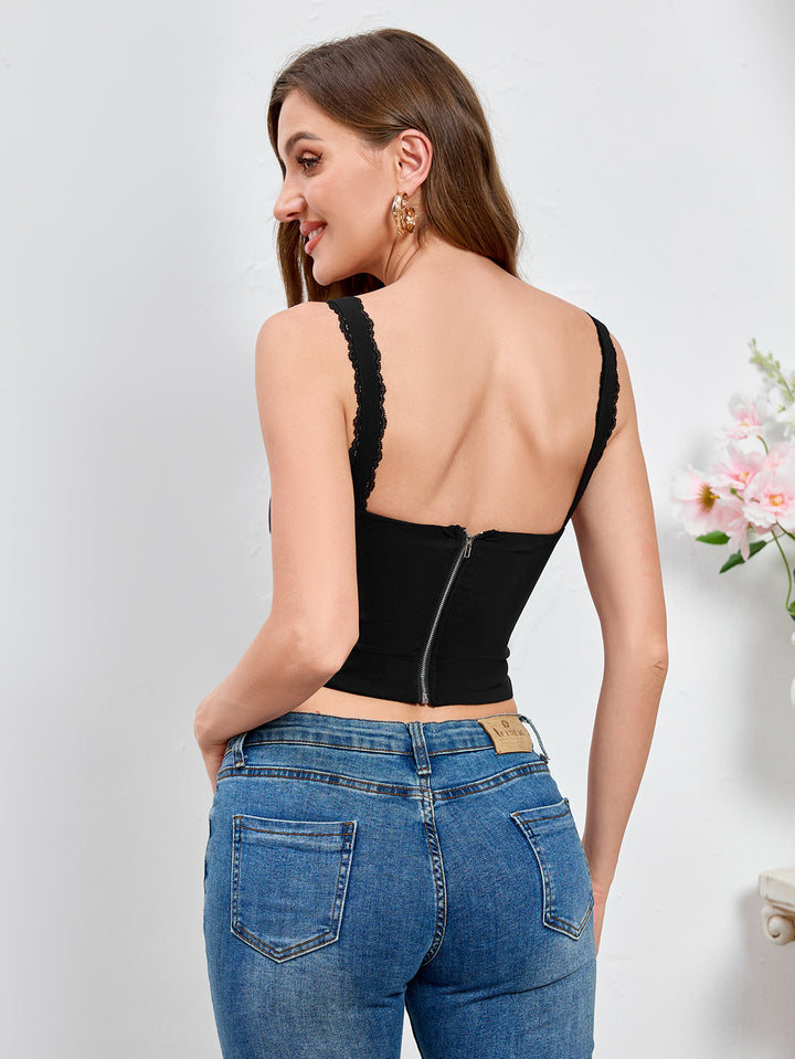 VELIA Lace-Trimmed Corset Top