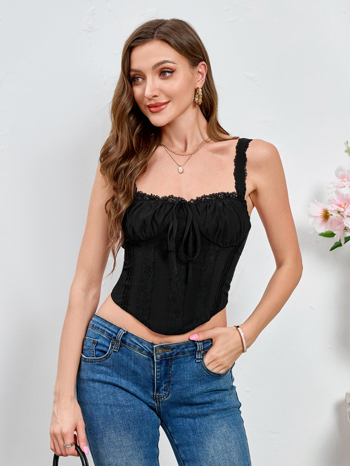 VELIA Lace-Trimmed Corset Top