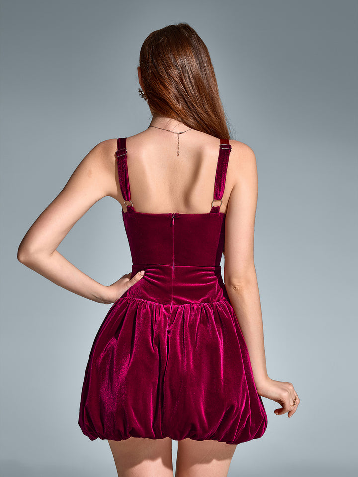 DARDARA Sexy Sleeveless Backless Square-Neck Ruched Mini Dress