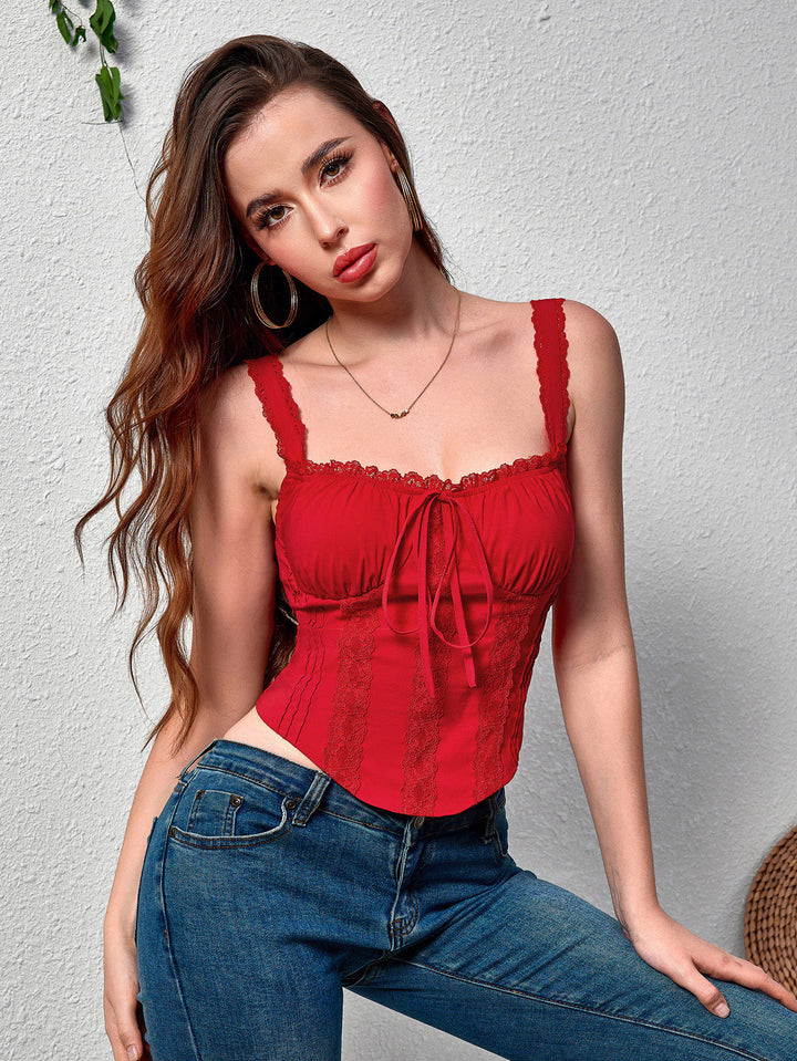 VELIA Lace-Trimmed Corset Top