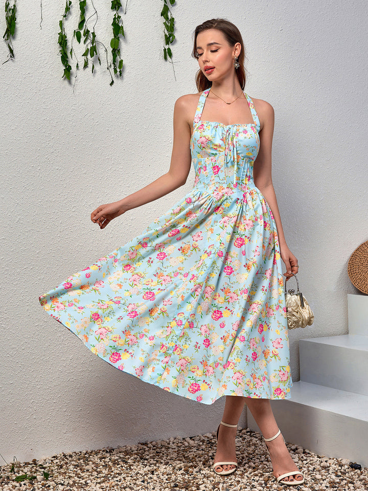 DARALEA Halter Tie Floral Smocking Dress