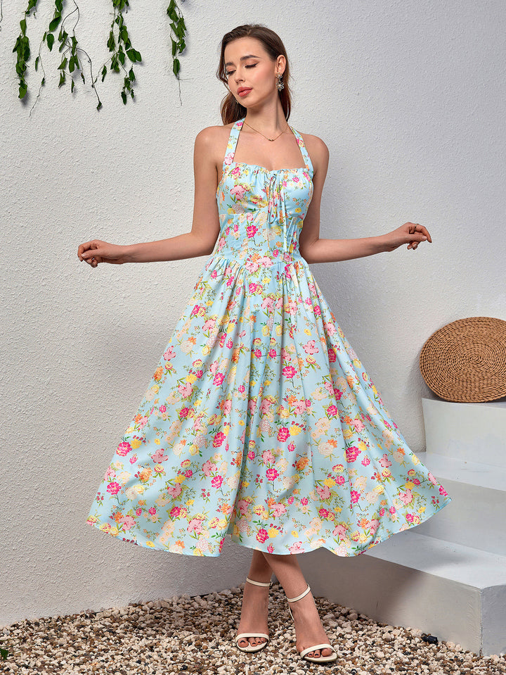 DARALEA Halter Tie Floral Smocking Dress