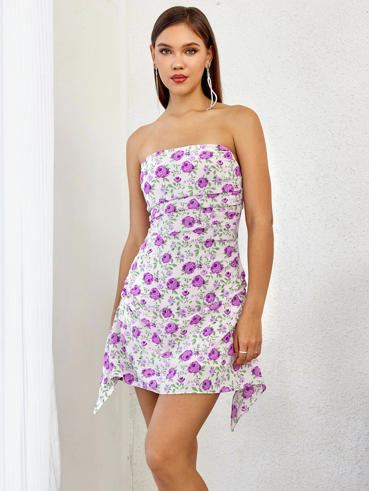 NOELLE Floral Print Tube Dress