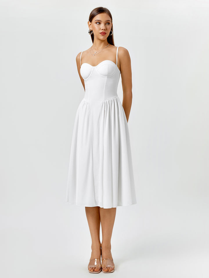 ANAELA Classic Ivory A-Line Midi Dress