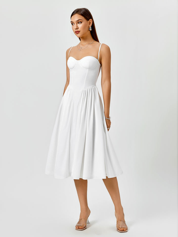 ANAELA Classic Ivory A-Line Midi Dress