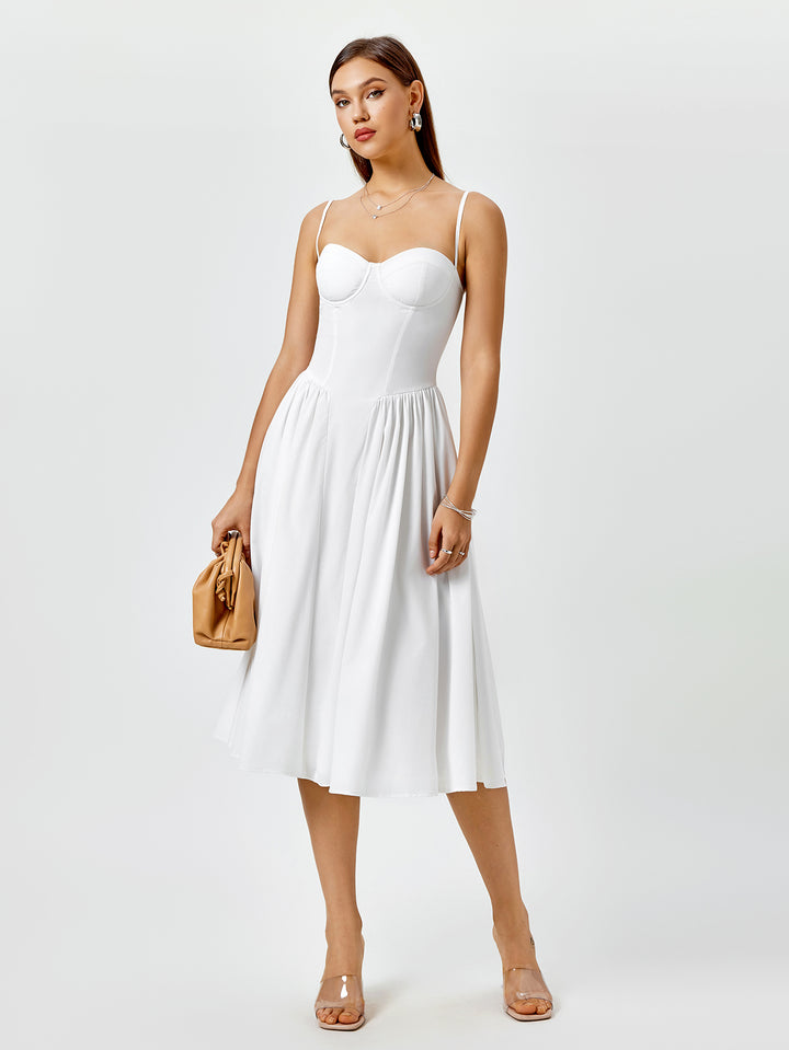 ANAELA Classic Ivory A-Line Midi Dress