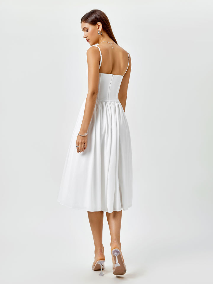 ANAELA Classic Ivory A-Line Midi Dress