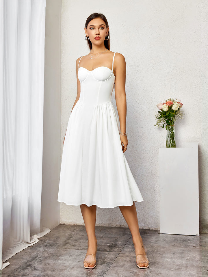 ANAELA Classic Ivory A-Line Midi Dress