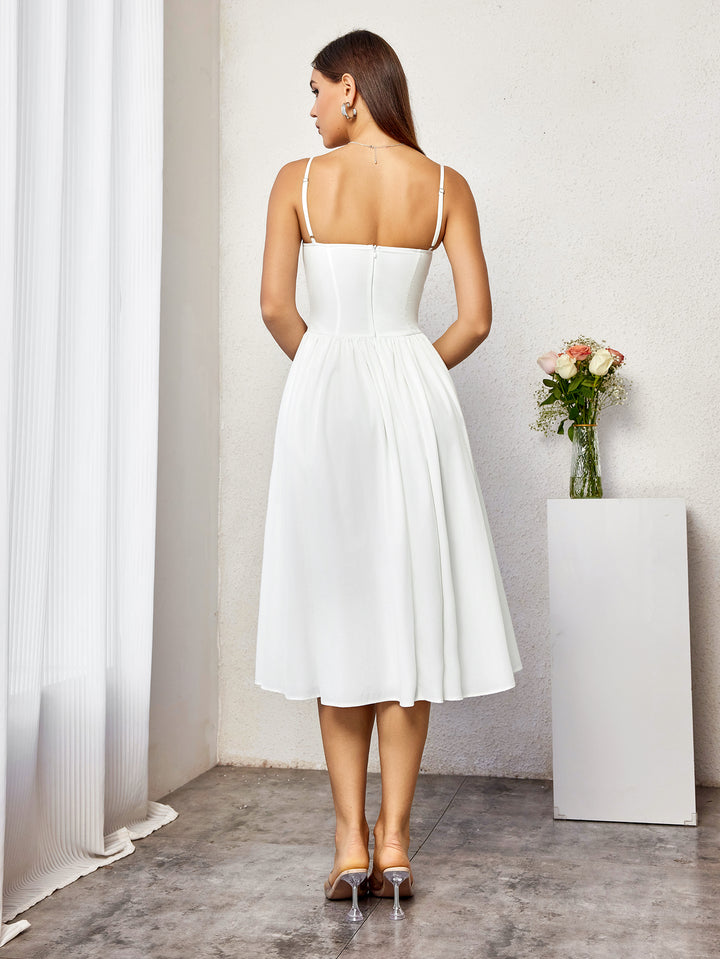 ANAELA Classic Ivory A-Line Midi Dress