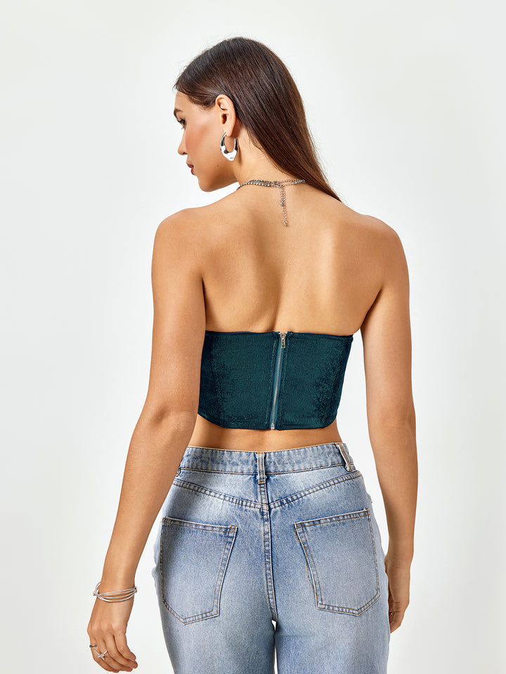 DARALIA Enchanted Teal Knit Corset Top