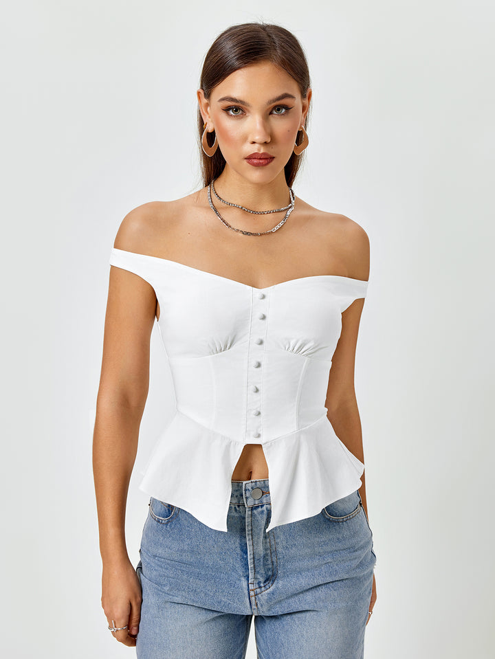 JAIANA Sculpted Elegance Peplum Bustier Top