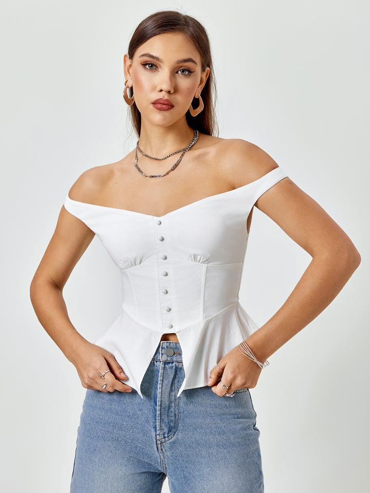 JAIANA Sculpted Elegance Peplum Bustier Top