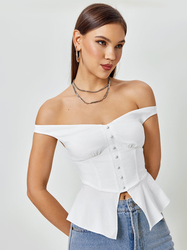 JAIANA Sculpted Elegance Peplum Bustier Top