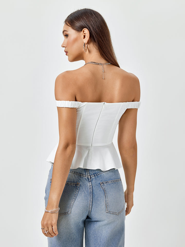 JAIANA Sculpted Elegance Peplum Bustier Top