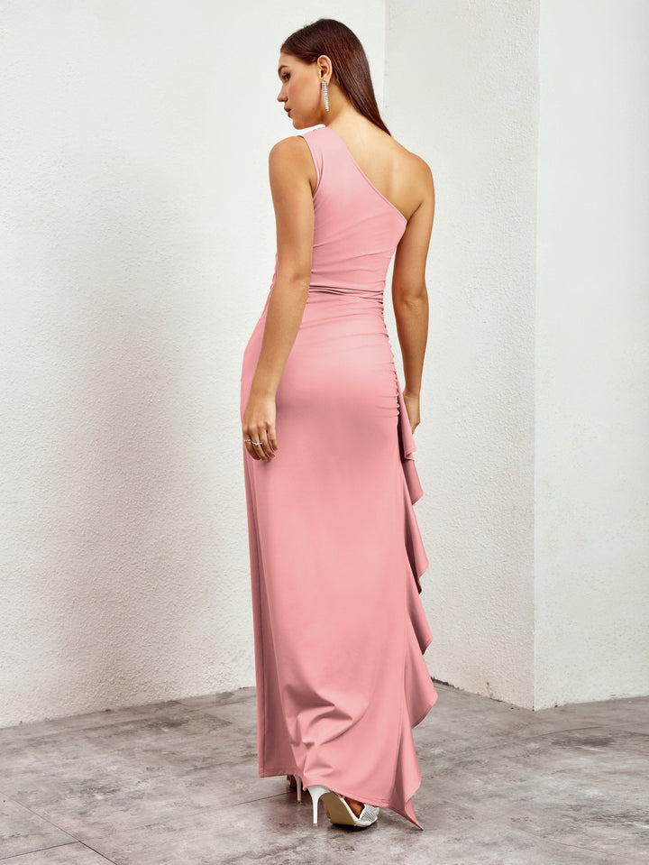 SELCIA One-Shoulder Ruffle Gown Dress