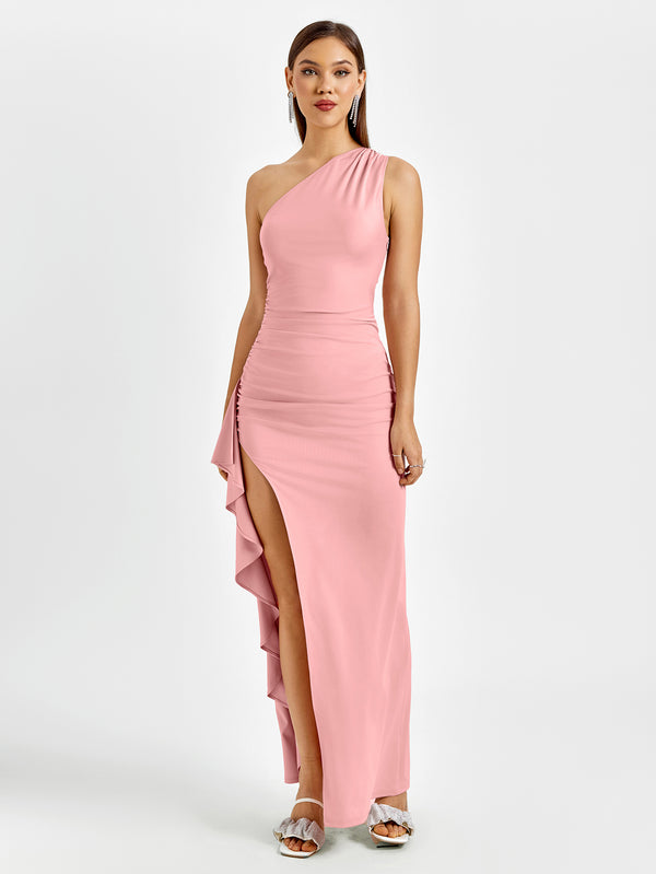 SELCIA One-Shoulder Ruffle Gown Dress