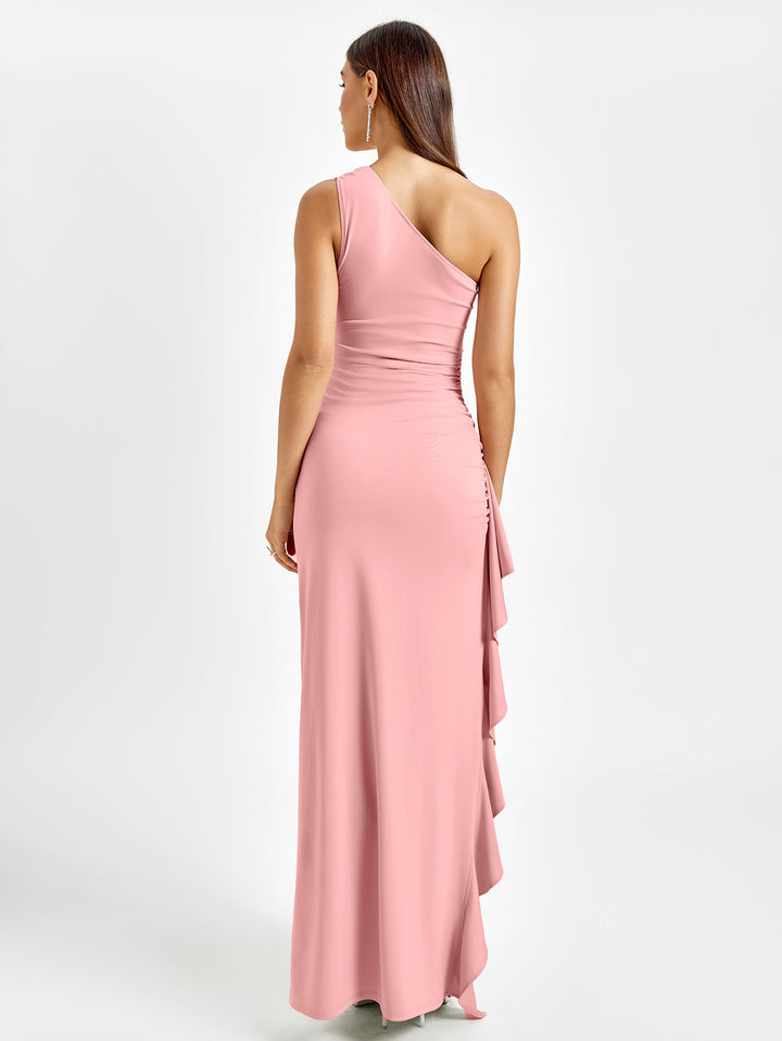 SELCIA One-Shoulder Ruffle Gown Dress