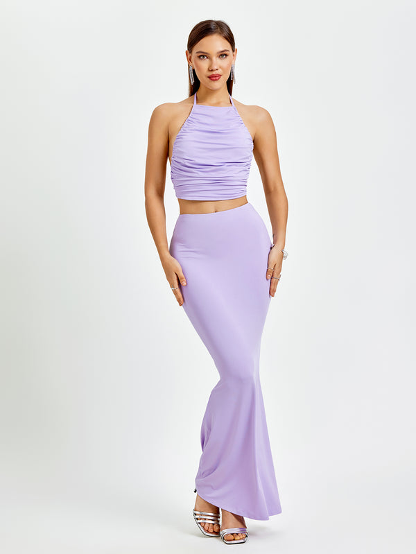 RCYEL Halter Crop Top & Maxi Skirt Set 